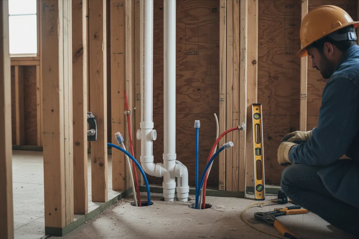 Drain and supply rough-in during Sump Pump Repair in Kempton