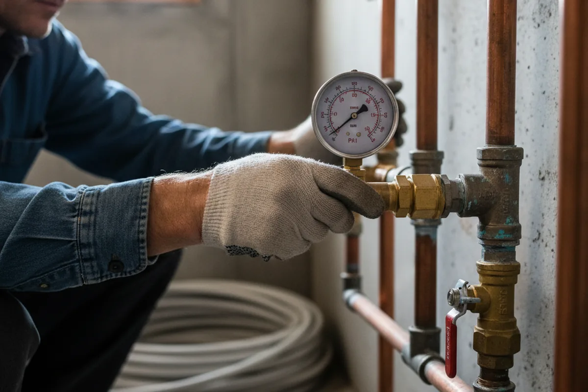 Pressure testing a repaired line during Water Line Repair in Kempton